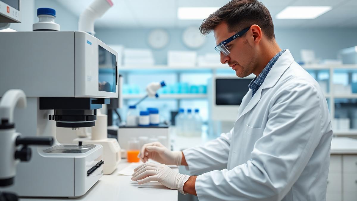 Researchers working in a modern lab